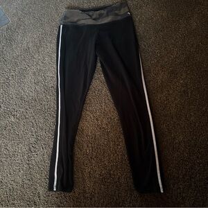 PINK Victoria's Secret Black Leggings with White Stripes Camo Band Large